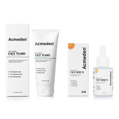 Acmeden Clear & Glow Combo |Acmeden Acne Control AHA BHA Face Wash |Acmeden 5-in-1 Vitamin C Face Serum | 20% Vitamin C