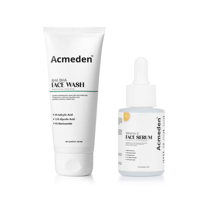 Acmeden Clear & Glow Combo |Acmeden Acne Control AHA BHA Face Wash |Acmeden 5-in-1 Vitamin C Face Serum | 20% Vitamin C
