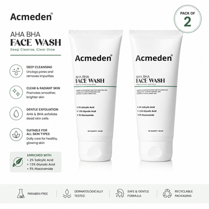 Pack of 2 face wash Acne Control AHA BHA Face Wash  With  5% Niacinamide