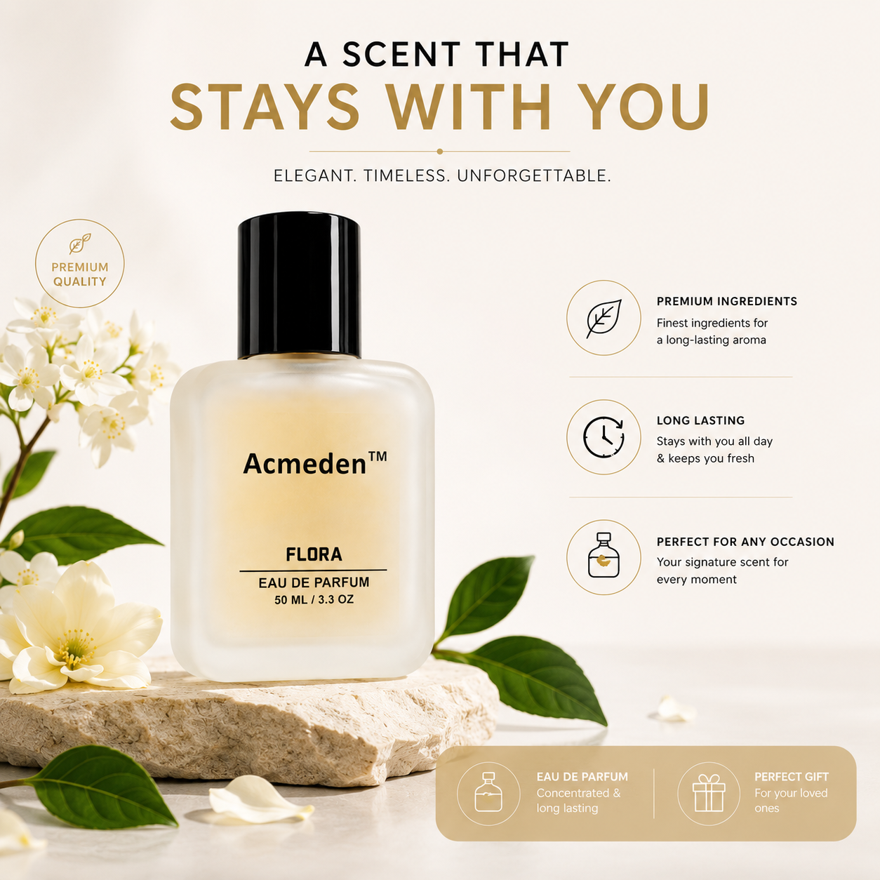 Acmeden Perfume Flora Long Lasting Unisex perfume Eau de Parfum  -  50 ml (For Men & Women)