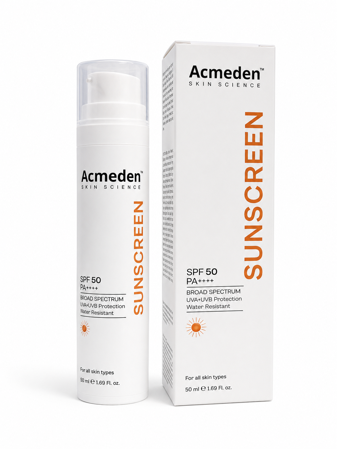 Acmeden Sunscreen - SPF 50 PA++++ Lightweight Niacinamide Broad Spectrum SunCream |No White Cast |Men&Women (50 ML)
