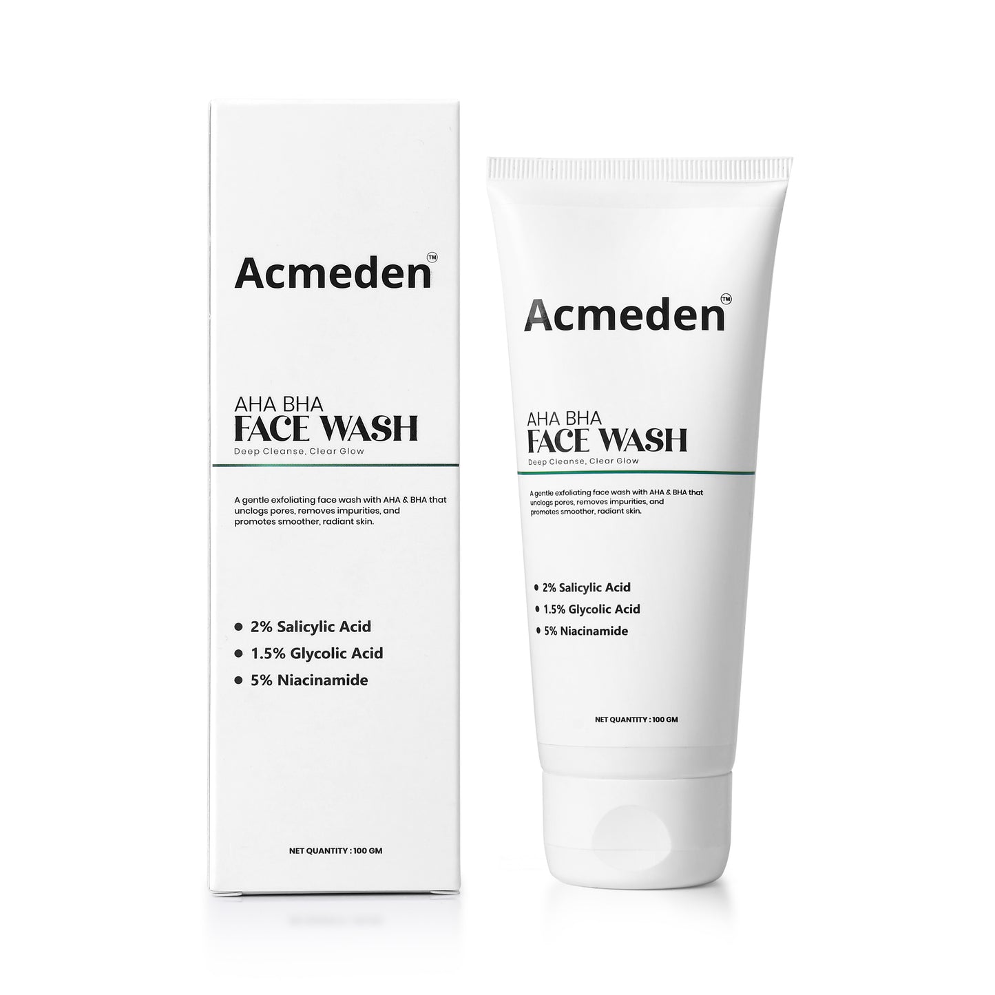 Acmeden AHA BHA Face Wash – Deep Cleanse, Clear Glow