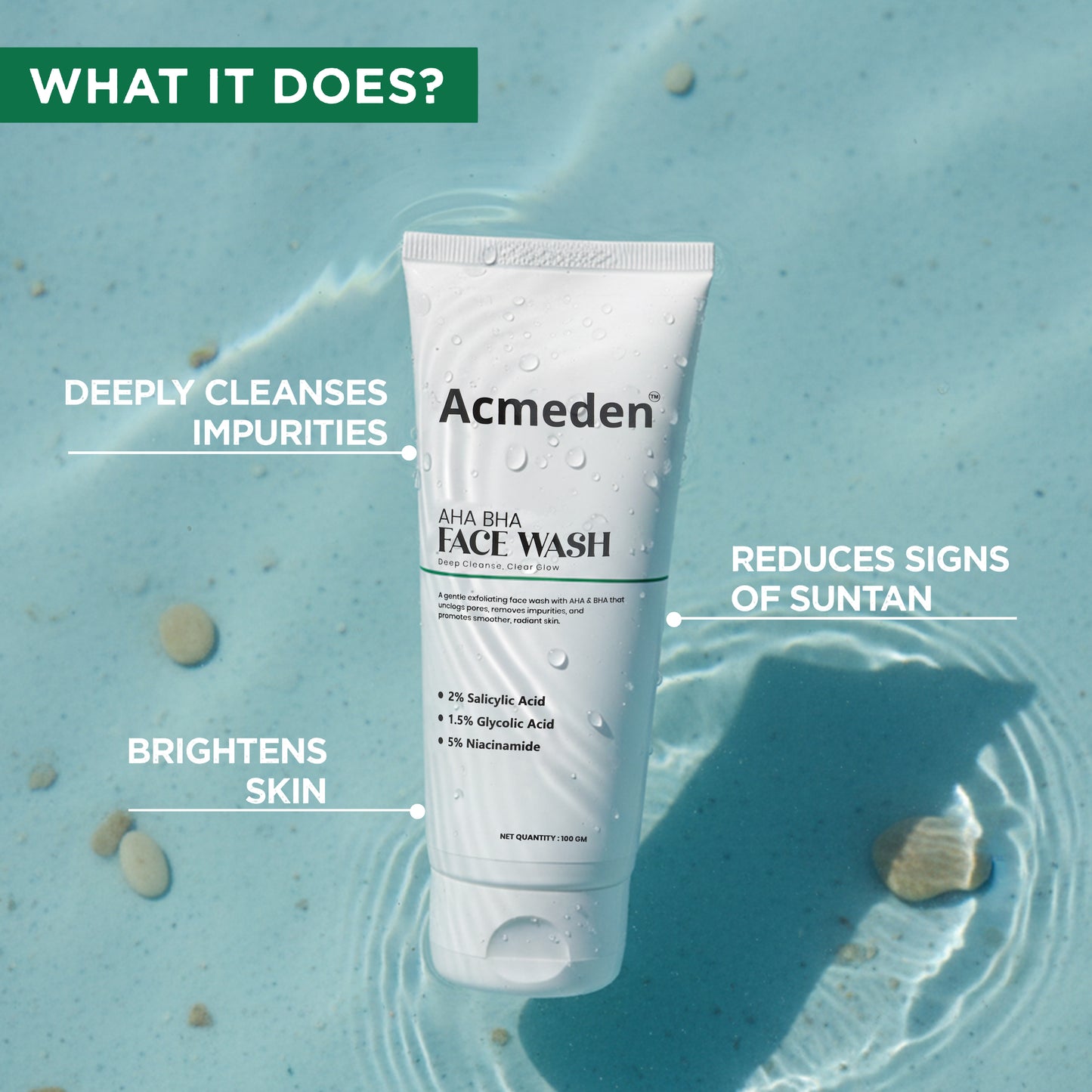 Acmeden AHA BHA Face Wash – Deep Cleanse, Clear Glow