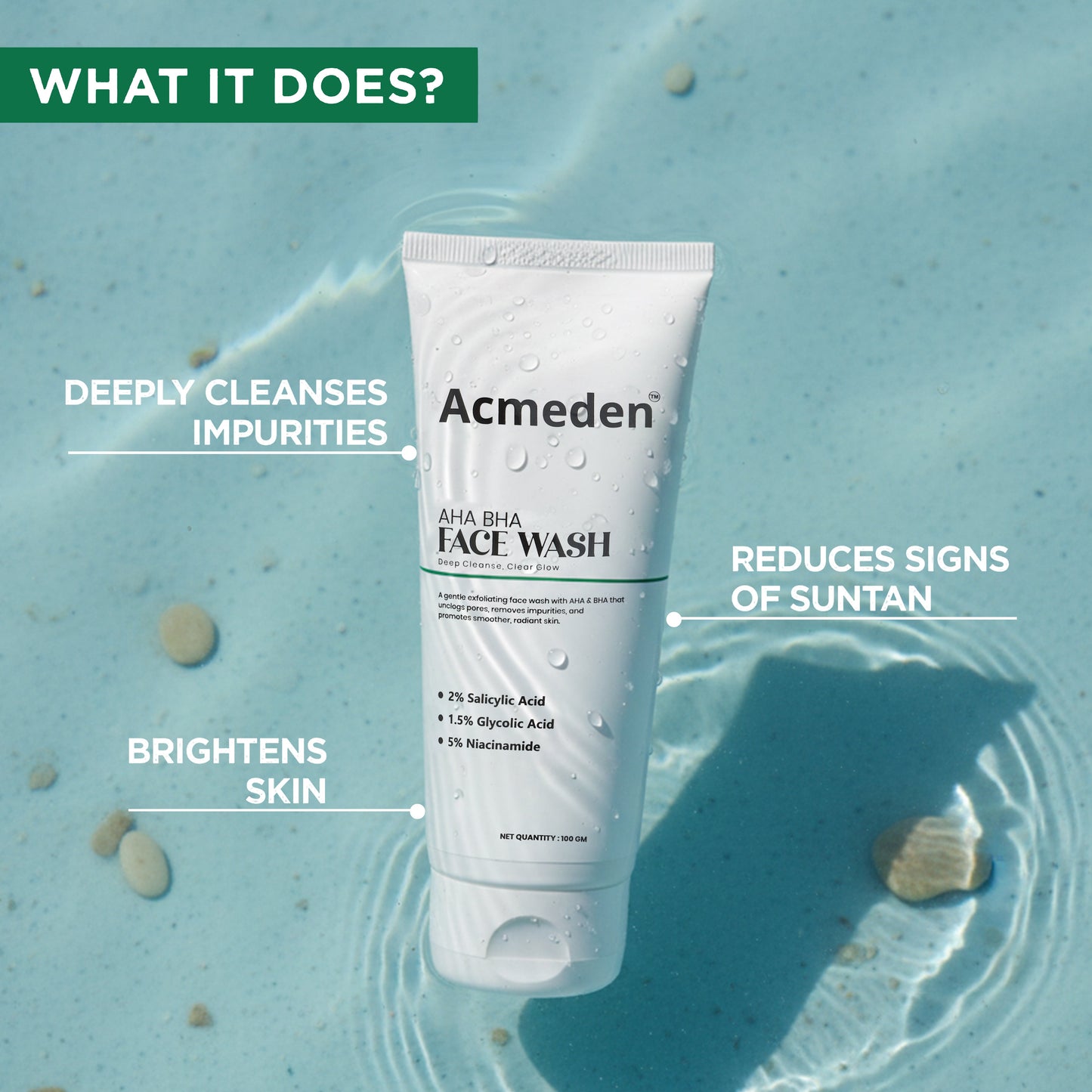 Acmeden Clear & Glow Combo |Acmeden Acne Control AHA BHA Face Wash |Acmeden 5-in-1 Vitamin C Face Serum | 20% Vitamin C